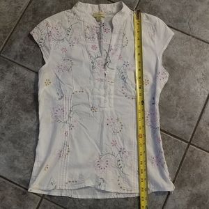 (2/$20) White top with floral details size small